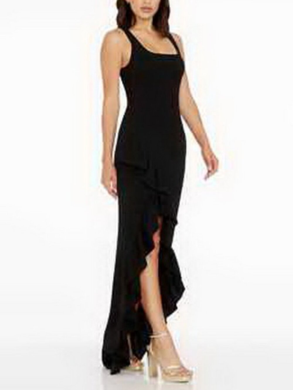 Dress The Population Black Charlene Ruffle Gown